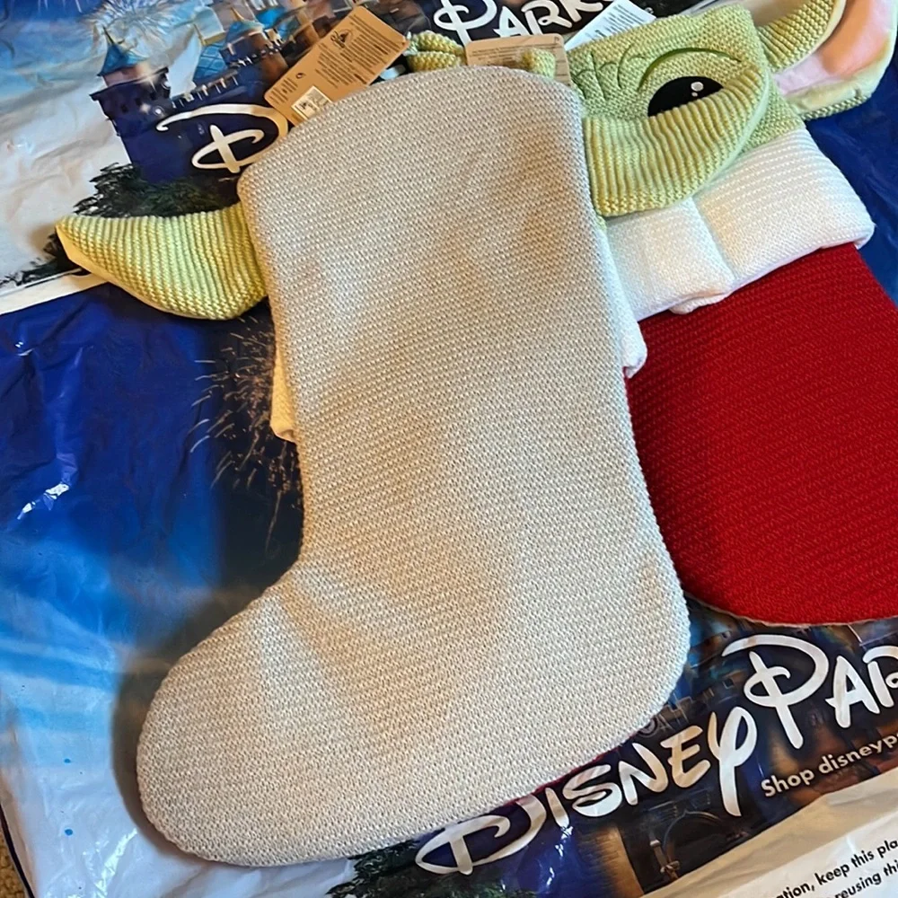 Two Disneyland parks baby yoda Grogu Christmas stockings
